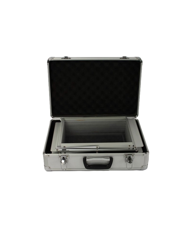 Brochurehouder 6 vaks A4 - aluminium zigzag model incl. luxe transportkoffer - Afbeelding 3