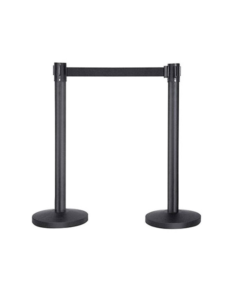 Professionele afzetpaal matzwart of verchroomd RVS – 2,30 m uittrekbare riem - Afbeelding 2