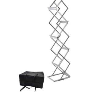 Brochurehouder 6-vaks A4 – aluminium zigzag model incl. gevoerde tas